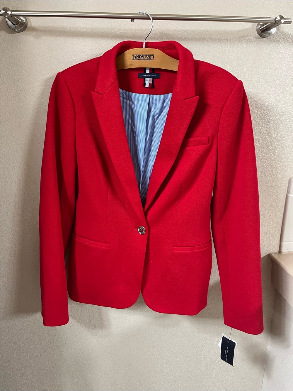 Tommy Hilfiger Vibrant Red Single-Button Blazer